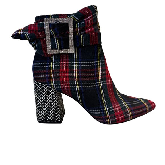 NIB Betsey Johnson Millburn Black Plaid Ankle Boot Size 7.5 - Picture 6 of 8